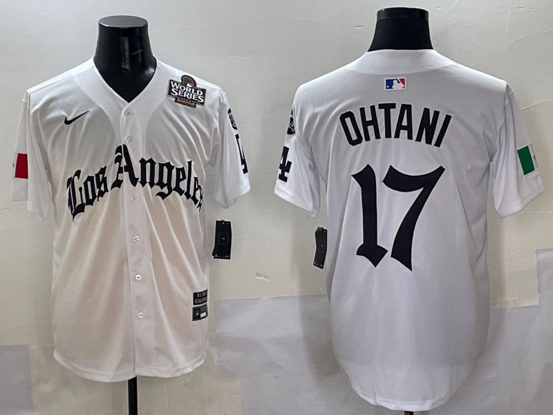 Men Los Angeles Dodgers #17 Ohtani White Five generations Joint Name 2025 Nike MLB Jersey style 8->los angeles dodgers->MLB Jersey